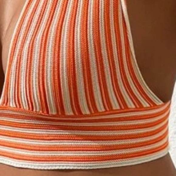 SHEIN | 100% Viscose Textured Striped Halter Knit Top | NWT - Picture 7 of 7